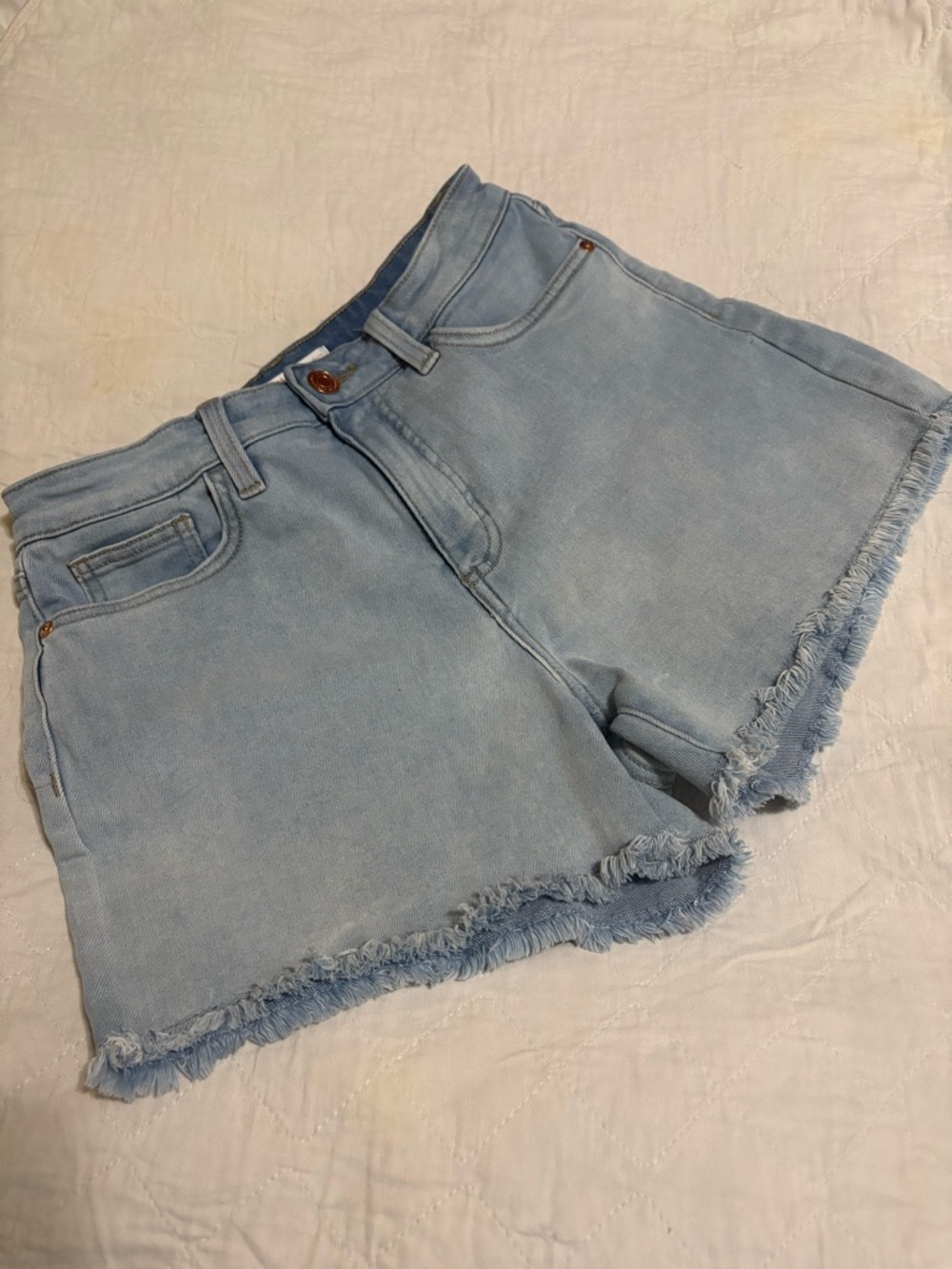 LC Lauren Conrad Light Wash Frayed Hem Denim Shorts